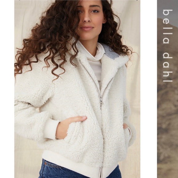 Bella Dahl - Winter White Hoodie Bomber Jacket - Size Large
